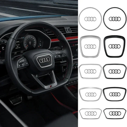 Audi Automobile Steering Wheel Logo Bright Frame Strip Electroplated Sticker Emblem For A3 A4 B8 8P B9 8V A5 A6 C7 A7 Q3 Q5 Q7