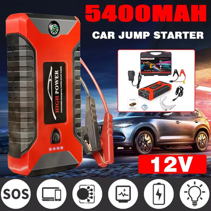 4 In 1 600A Jump Starter Power Bank 5400mAh  Air Compressor Tire Pump Portable Charger Car Booster Starting Device
