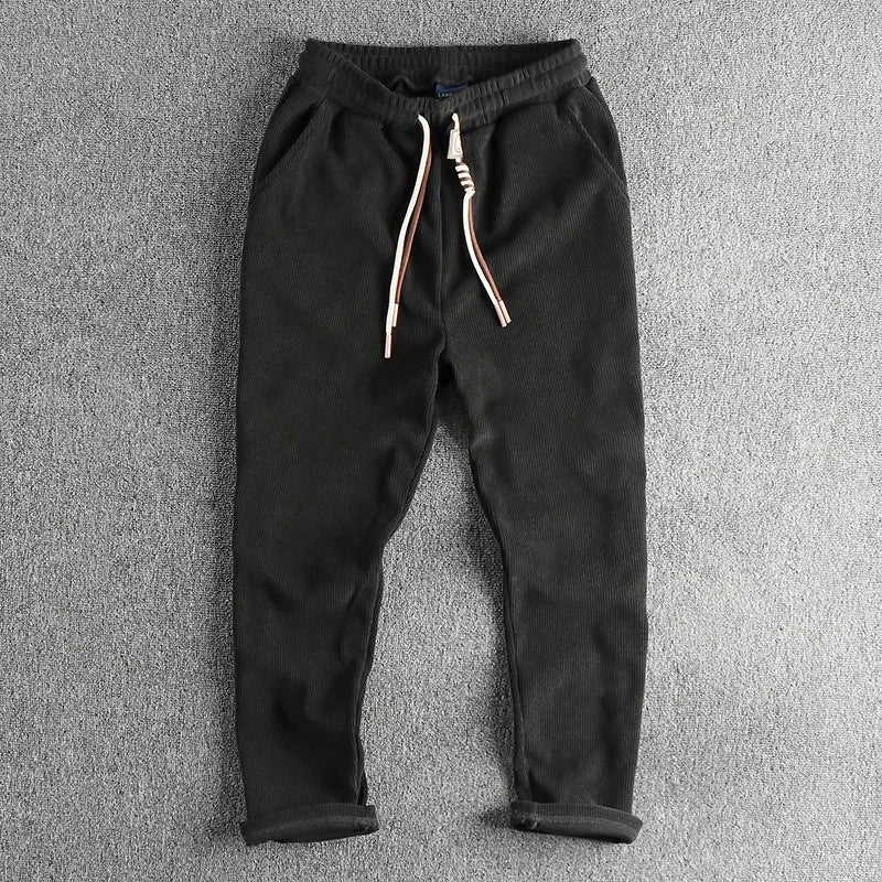 915# Autumn New American Retro Chenille Knitted Sweatpants Men's Simple Heavyweight Loose Straight Casual Sports Youth Pants