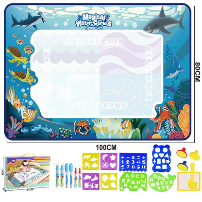 100x80CM Magic Water Drawing Mat Coloring Doodle With Reusable Magic Pens Montessori Painting Board Educational Toys Kids Gifts