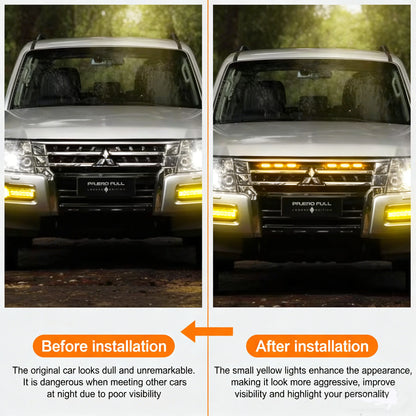 4Pcs 6Pcs Front Grille LED Lights For Mitsubishi Pajero Montero Sport  Outlander Amber DRL Daytime Running Warning Lamps