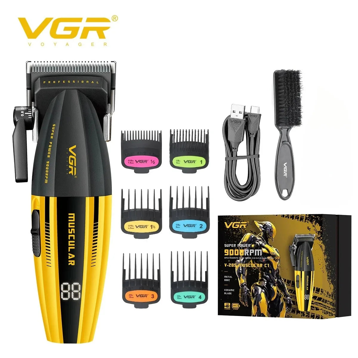 VGR Hair Trimmer Professional Hair Clippers Electric Trimmer Adjustable Hair Cut Machine Metal Clippers and Trimmers Set V-285