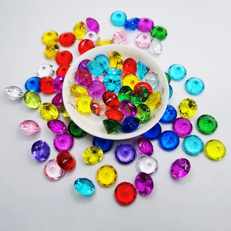 250PCS Pirate Treasure Chest Pool Diving Toys Acrylic Diamond Gems Small 19MM Vase Fillers Party Favors For Boys And Girls