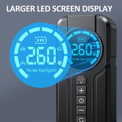 Car Jump Starter with Air Compressor Peak  Auto Battery Booster 150PSI Air Pump Portable Power Bank Tire Inflator Lighting