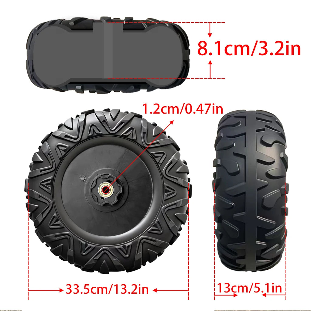 25CM/10in 33CM/13in PU Solid Rubber Soft Tire for Children's Ride on Toys Car ﻿Alligator Tires Wheels Upgrade Replacement Parts
