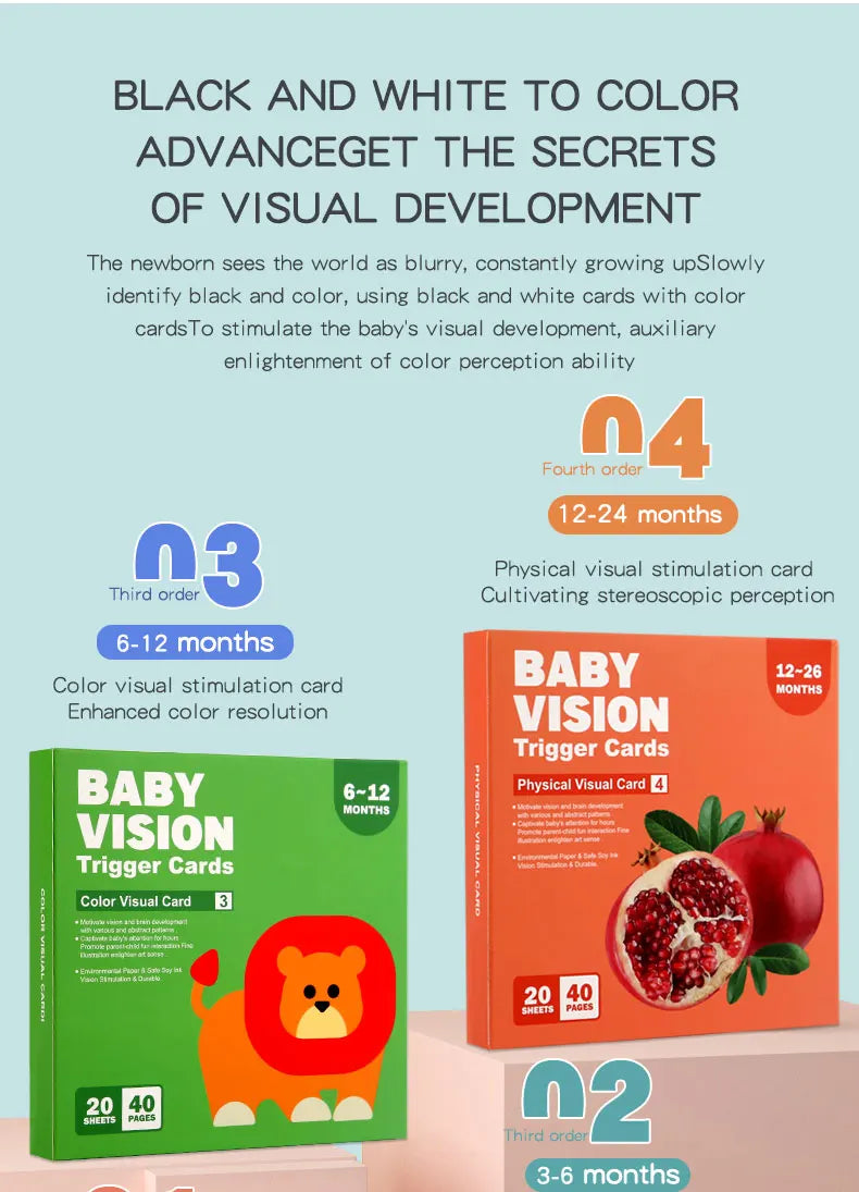 Black and red visual early education card for newborns, visual stimulation of color cognition, flashing new children's early edu