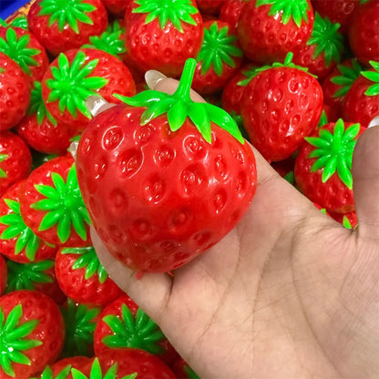 Strawberry Crunchy Stress Ball Squeeze Toy Crispy Squishy Fidget Toy Round Blocks Filled Decompression Sensory Toy Gifts