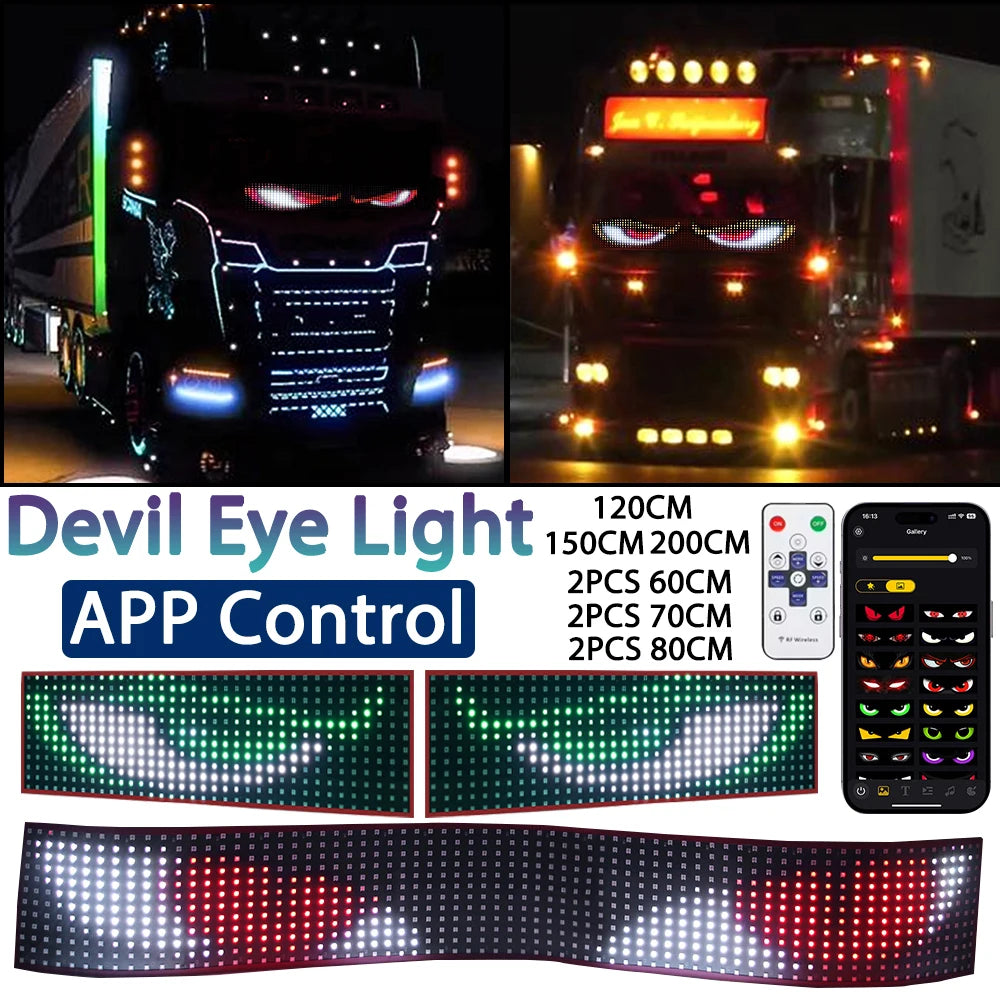 Truck Devil Eyes LED Light APP Control Remote Multifunctional Bright Scrolling Advertising Free Custom Text For Board Windshield