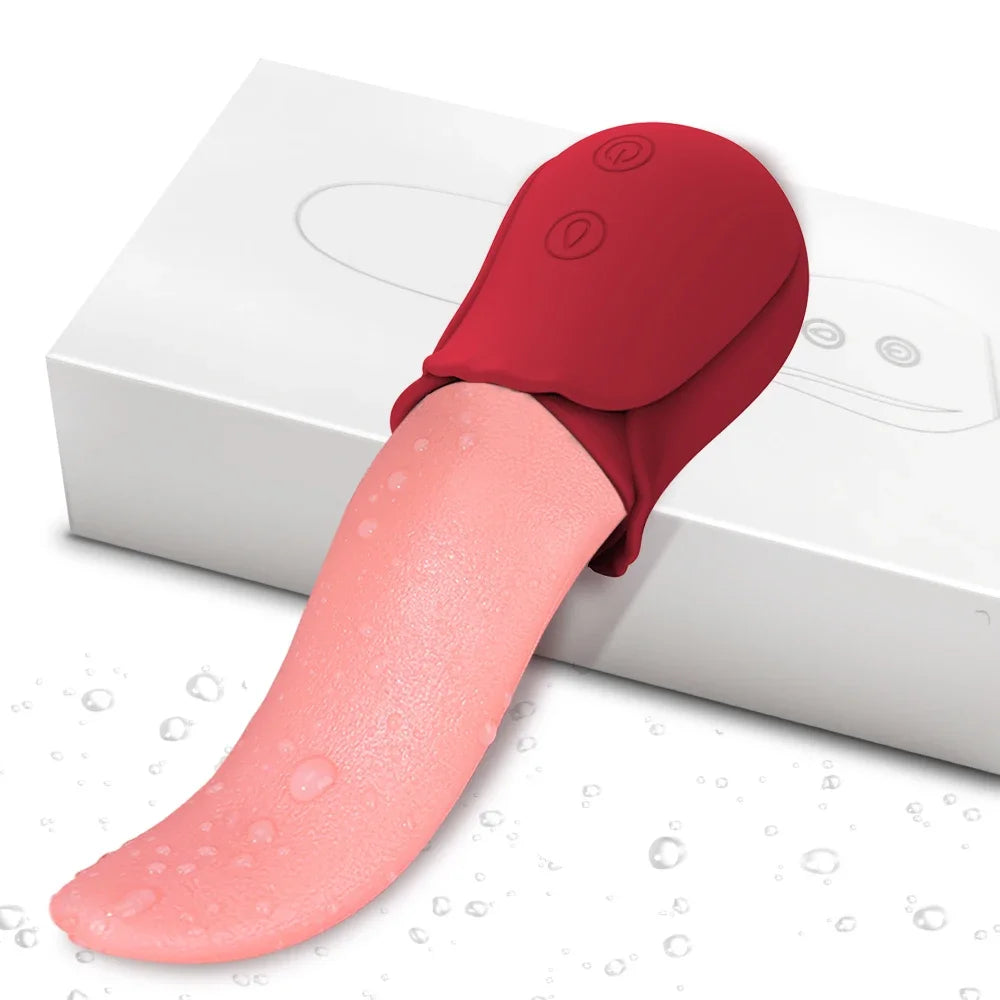 Realistic Licking Tongue Rose Vibrator for Women Nipples Clitoral Stimulation Vibrators Sex Toys for Adult Female Couples 18+