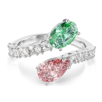 New Cross Diamond Fashion Color Crystal Mixed Cut Open Ring