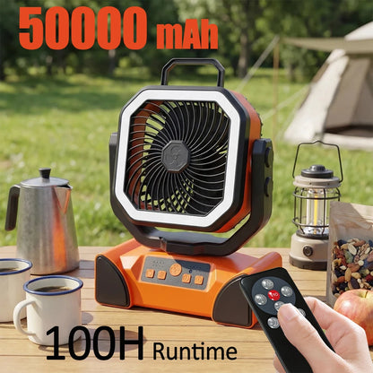 30000mAh Outdoor 6L Water Tank Spray Camping Fan with Remote Control Lighting 4 Gears Speed for Fishing Portable Electric Fan