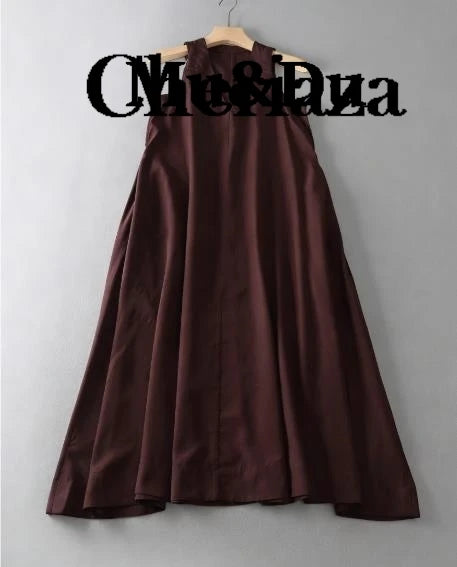 Elegant V Collar Party Dress Women's Fashion Loose Summer New Vacation Long Skirt Sleeveless Dresses Retro Vestidos