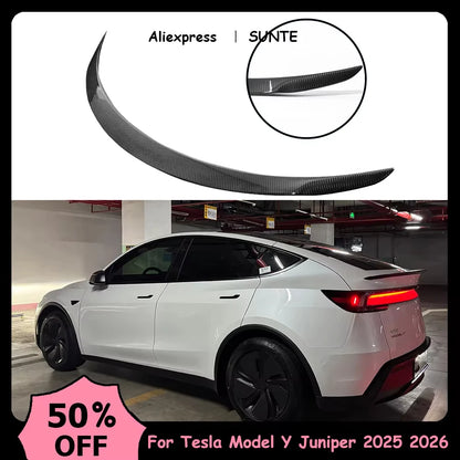 For Tesla New Model Y Juniper 2025 2026 High Performance Spoiler Real Carbon Fiber Original Trunk Wing Accessories