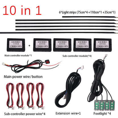 18 in 1 22in 1 RGB Symphony Car Atmosphere Strip Interior LED Acrylic Guide Backlight Universal Decoration Ambient Rainbow Light