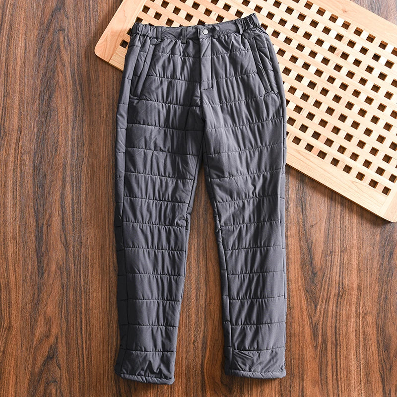 Thickened Quilted Men's Cotton Pants Fleece Lined Casual Long Trousers Warm Winter Autumn Wear Comfortable Breathable