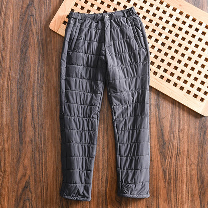 Thickened Quilted Men's Cotton Pants Fleece Lined Casual Long Trousers Warm Winter Autumn Wear Comfortable Breathable