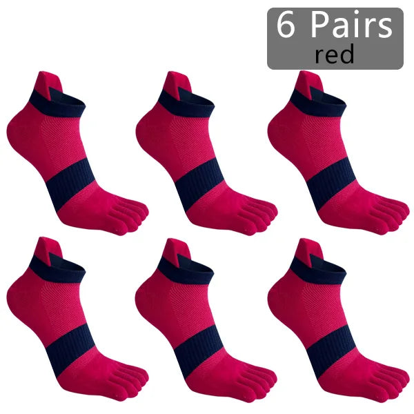 1/6 Pairs Man Five Finger Socks Large Plus Size Patchwork Compression Mesh Breathable Fitness Sport Toe Ankle Boat Socks EU43-47