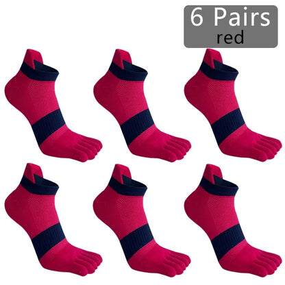 1/6 Pairs Man Five Finger Socks Large Plus Size Patchwork Compression Mesh Breathable Fitness Sport Toe Ankle Boat Socks EU43-47