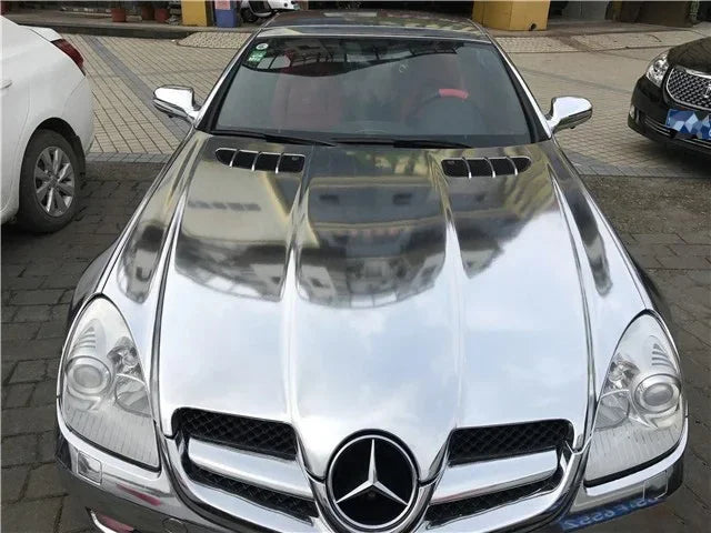 Stretchable Chrome Silver Vinyl Wrap Air Release Car Sticker Self Adhesive Film Roll DIY Decoration Chrome Mirror Film Wrapping