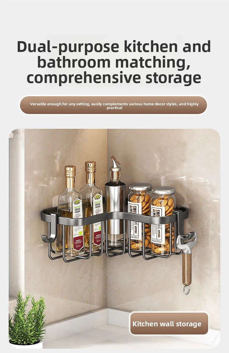 Kitchen Carbon Steel Sink Drain Rack No-Punching Wall Mounted Corner Dishcloth Storage Rack Waterproof Space Saving