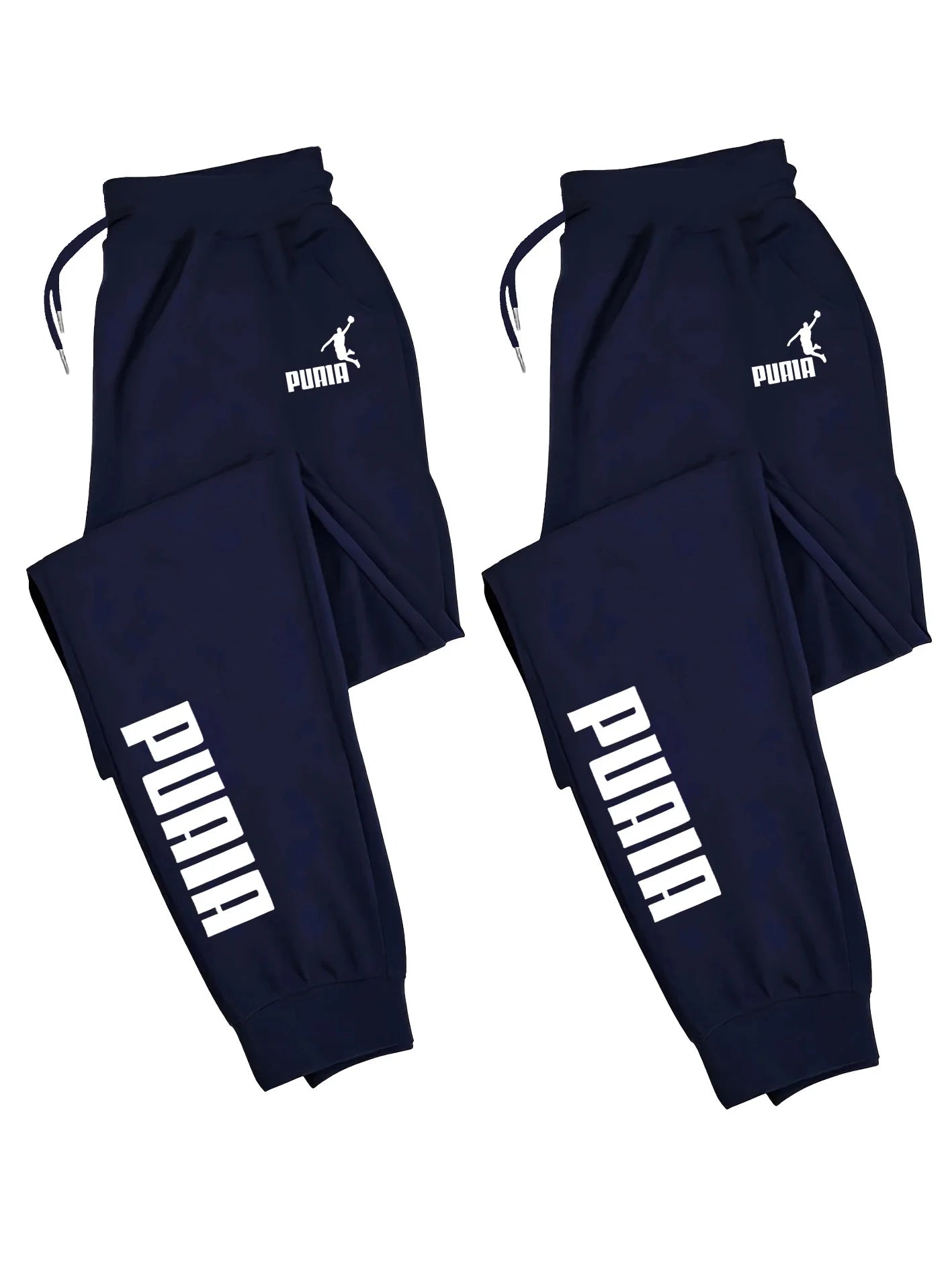 2-Pack Men's Polyester Joggers, Drawstring Waist, Wrinkle-Resistant, Breathable, Slim-Fit, Cuffed Hem, Smooth Drape, Swe