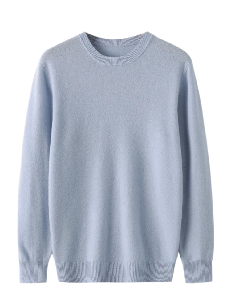 Autumn Winter Men O-neck 100% Merino Wool Pullover Cashmere Sweater Basic Casual Bottom Business Knitwear Soft Warm Clothing