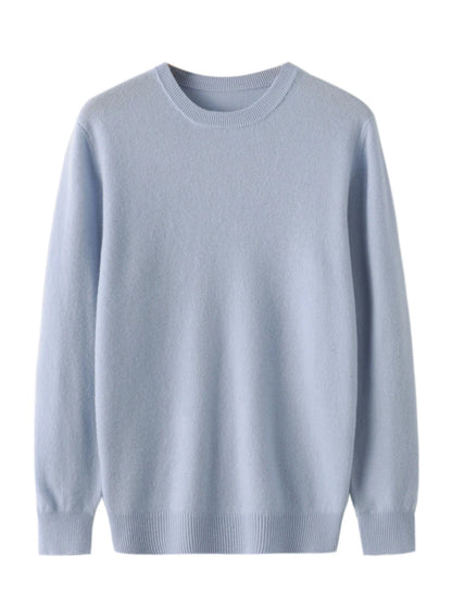 Autumn Winter Men O-neck 100% Merino Wool Pullover Cashmere Sweater Basic Casual Bottom Business Knitwear Soft Warm Clothing