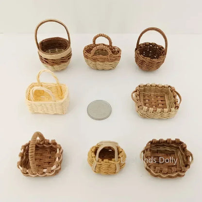 Dollhouse Handmade Mini Furniture Fruit Basket Vegetable Basket Food Play Model House Dollhouse Scene Kitchen Accessories