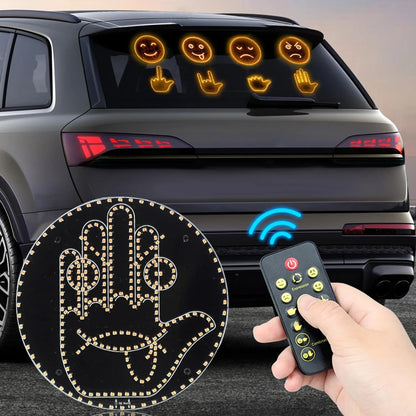 Finger Gesture Light, Funny Led Hand Sign with Remote,with Multiple Light and Pattern Modes, Easy to Use, Ideal for Car, Truck Gifts (One Color Round 8 Modes（1Pcs）)
