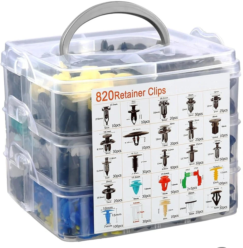 925Car Trim Clips Set with Removal Tools Auto Body Rivets Fasteners Retainer Clips for Bumper Door Fender Car Plastic Rivet Kit
