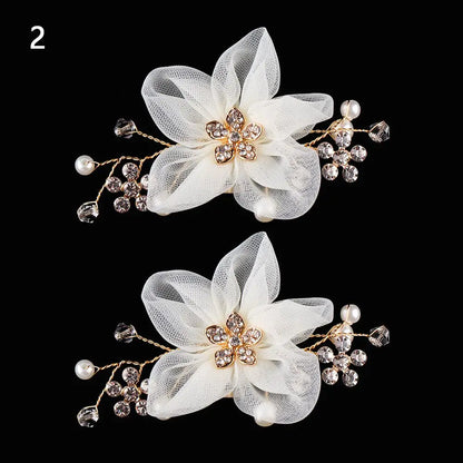 1Pair Wedding Shoes Decorations Pearl Shoes Clip High Heel Shiny Clips Charm Buckle Rhinestone Brooch Bride Pendant Accessories