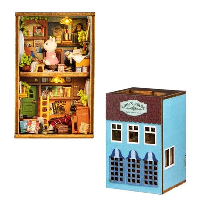 Case Wooden Miniature Doll House DIY maiso Handmade Assembly Model Building Kit 3D Puzzle Toy Birthday Gift Dollhouse Miniatures