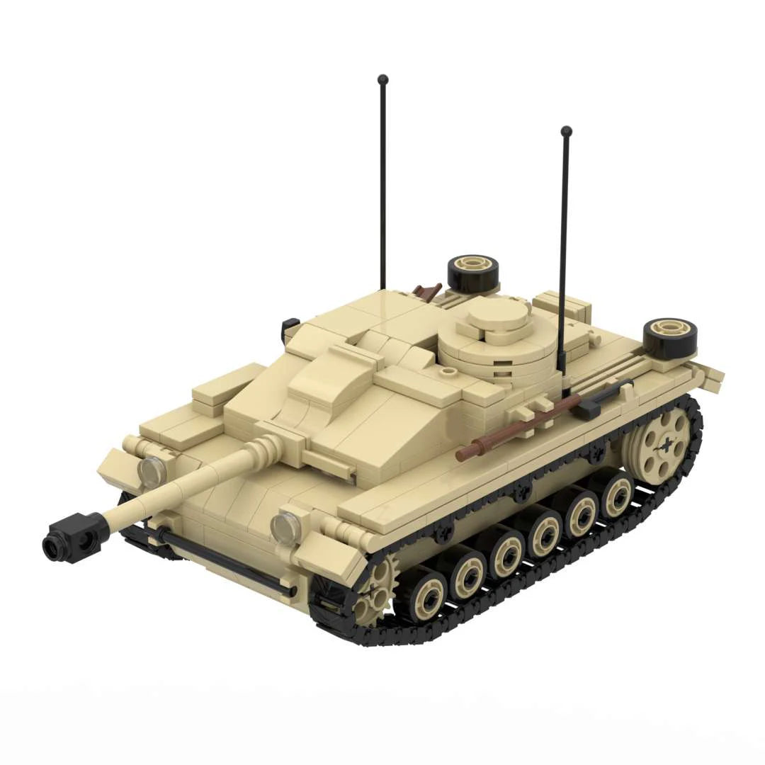 WW2 German StuG III Ausf G Assault Gun Building Blocks Toy Set Military Tank Destroyer Bricks Model Stug3 for Collectors