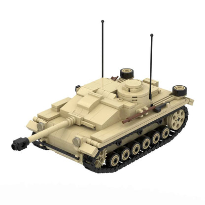 WW2 German StuG III Ausf G Assault Gun Building Blocks Toy Set Military Tank Destroyer Bricks Model Stug3 for Collectors