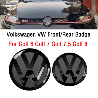 2pcs Front and Rear Emblem For VW Golf 6/Golf 7/Golf 7.5/Golf 8 Not Affect ACC Modified Black Label Flat Mirror Logo CoverSticke
