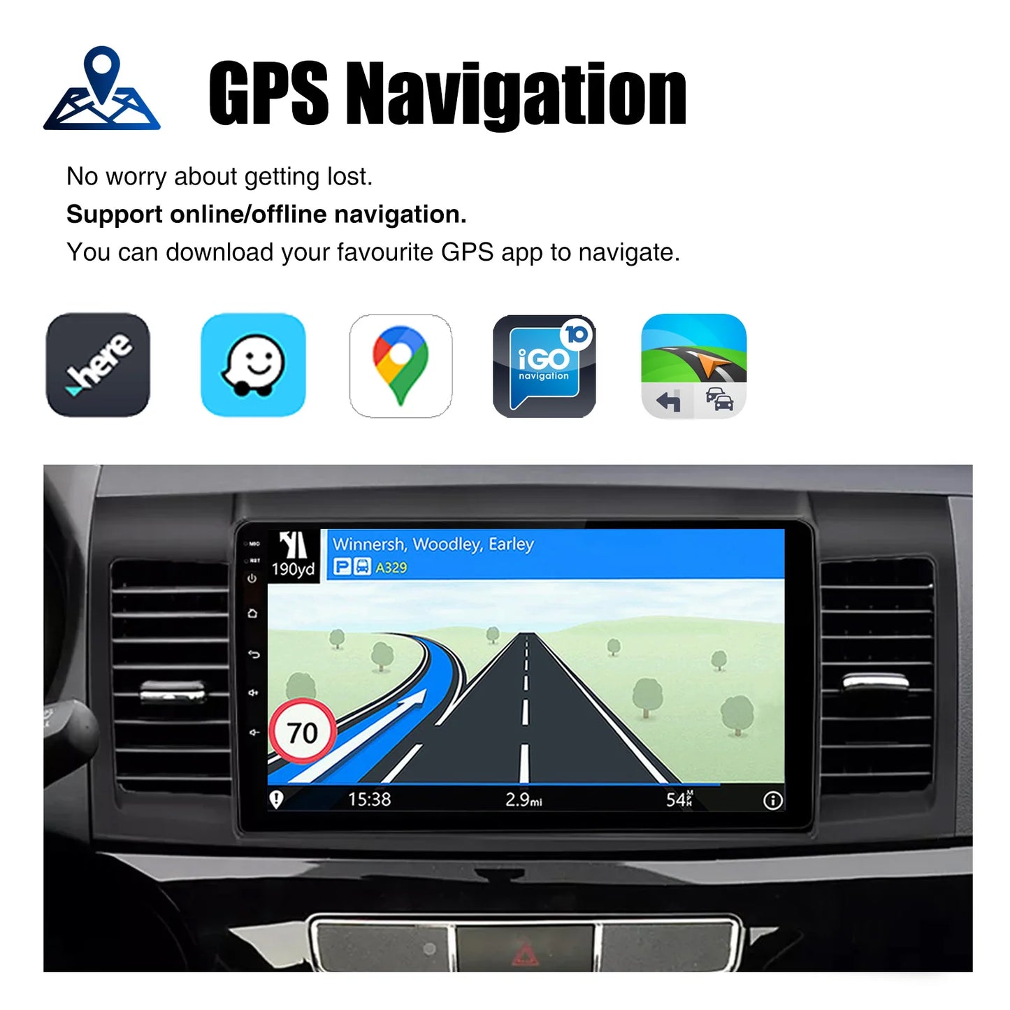 10" Android 15 Car GPS Car Stereo Radio For 2008-2017 Mitsubishi Lancer Apple Carplay 4+64G IPS Touch Screen WiFi GPS BT+DVR&CAM