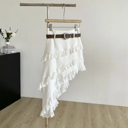 Bohemian Style Desert Jacket, Irregular Half Skirt Two-piece Elegant Women's Skirt Set Casual Suit for Women