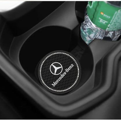 2Pcs Crystal Decoration Silicone Mat Car Water Cup Groove Anti-slip Pads For Mercedes Benz AMG Smart W205 C300 W203 W206 W108