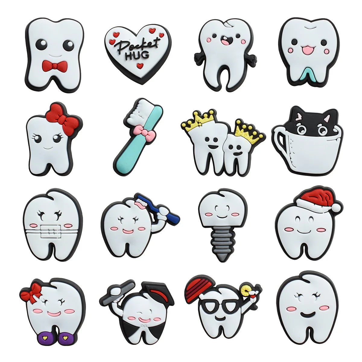 16-100pcs Series of Dental Care Shoe Charms For Sandals,Shoe Decoration Accessories Shoe Pins Great Gift For Men Women