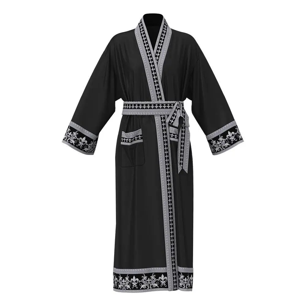 Baroque Style Couple Sleep Robe Long Sleeve Luxury Satin Bathrobe WP3403 Oversize Autumn Winter Home Clothes Men's Robe