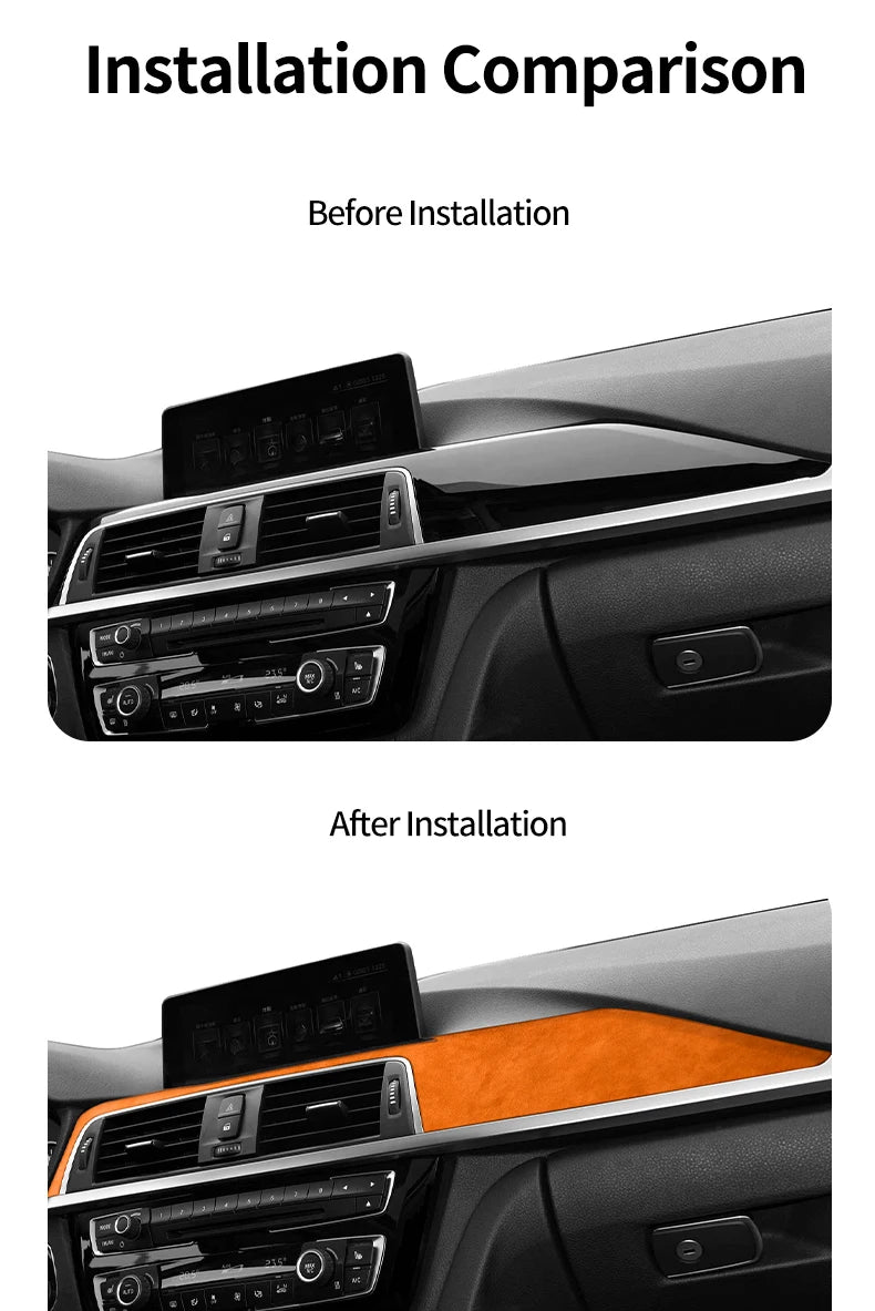 For BMW F30 F32 F34 Center Console Dashboard and Instrument Panel Trim Sticker Car Interior Tuning Accessorie Made of Alcantara