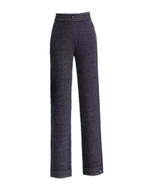 Women's Winter Fleece Lined Straight Leg Pants High Waist Casual Trousers Nine Point Length Autumn Winter Outerwear Versatile