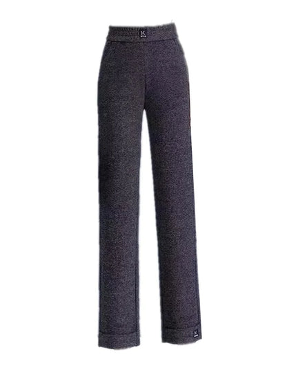 Women's Winter Fleece Lined Straight Leg Pants High Waist Casual Trousers Nine Point Length Autumn Winter Outerwear Versatile