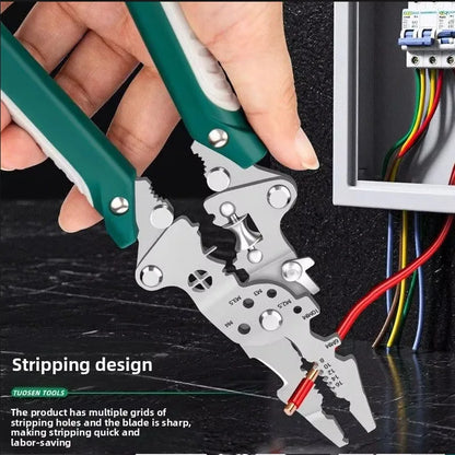 ZK Wire Stripping And Cutting Pliers, Multifunctional Folding Electrician Pliers, Line Branching And Crimping Pliers