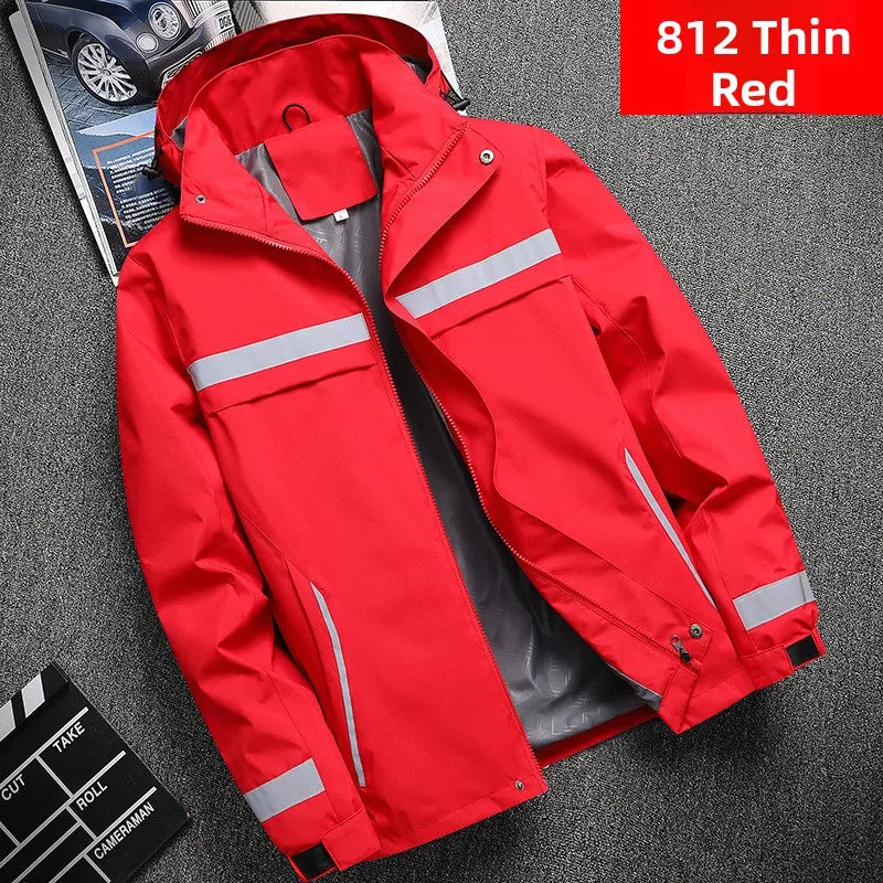 Thickened Fleece Lined Cotton Jacket for Men Work Site Reflective Winter Labor Protection Outerwear Cold Resistant Coat Print...