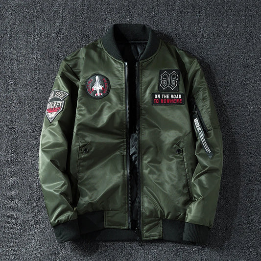 Coat Men's Air Force Pilot Jacket MA1 Autumn/Winter Baseball Suit Trendy Brand Double Sided Thickened Large