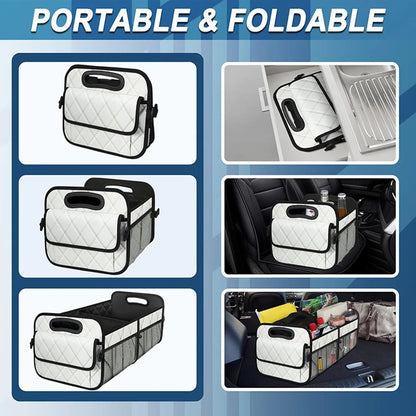 Auto Trunk Organizer with 6 Pockets - Premium Car Storage for Sedan/Truck, Durable Auto Accessories Organizer, Collapsible