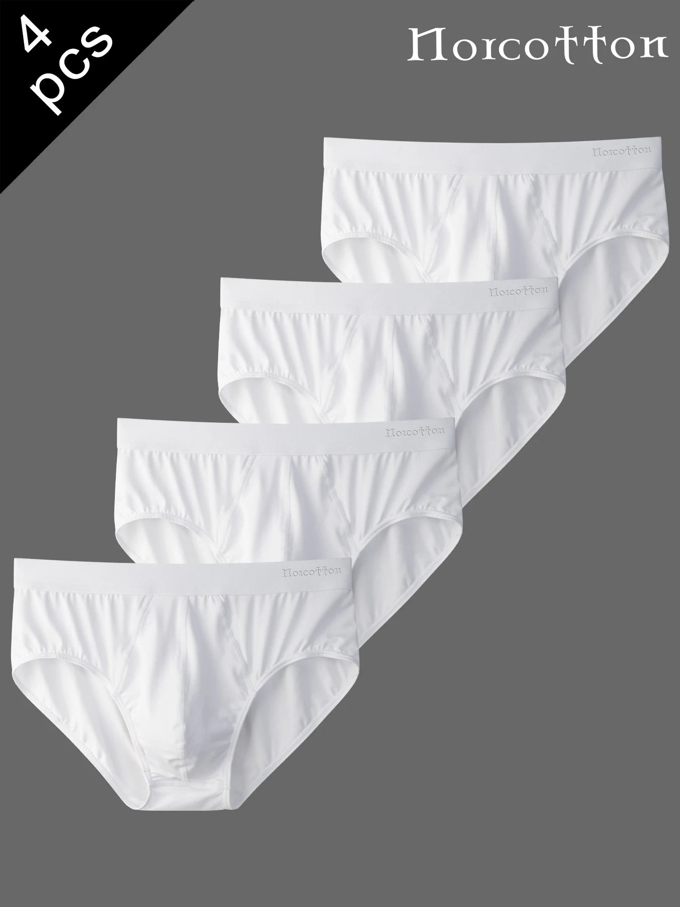 4Pcs Pure White Elastic Brand Underwear Casual Home Men's Briefs