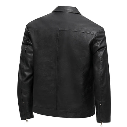 Men's Lapel Leather Jacket Spring Autumn Oversized Slim Motorcycle Riding Suit Streetwear PU Leather Waterproof Work Men Clothes