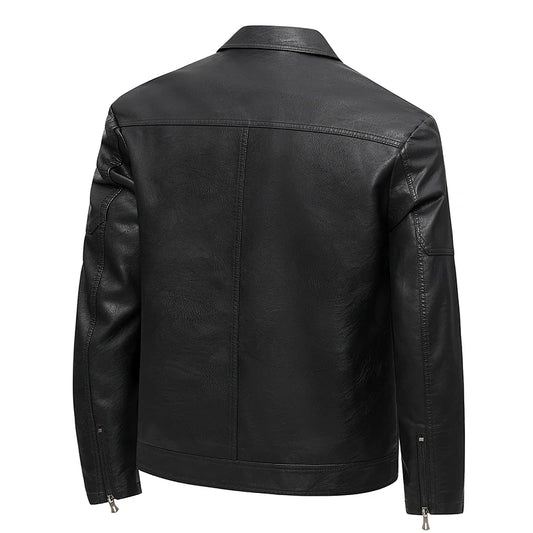 Men's Lapel Leather Jacket Spring Autumn Oversized Slim Motorcycle Riding Suit Streetwear PU Leather Waterproof Work Men Clothes
